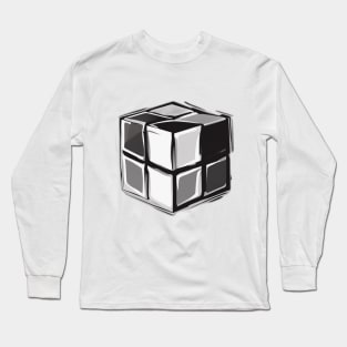 Rubic Cube Grey Shadow Silhouette Anime Style Collection No. 390 Long Sleeve T-Shirt